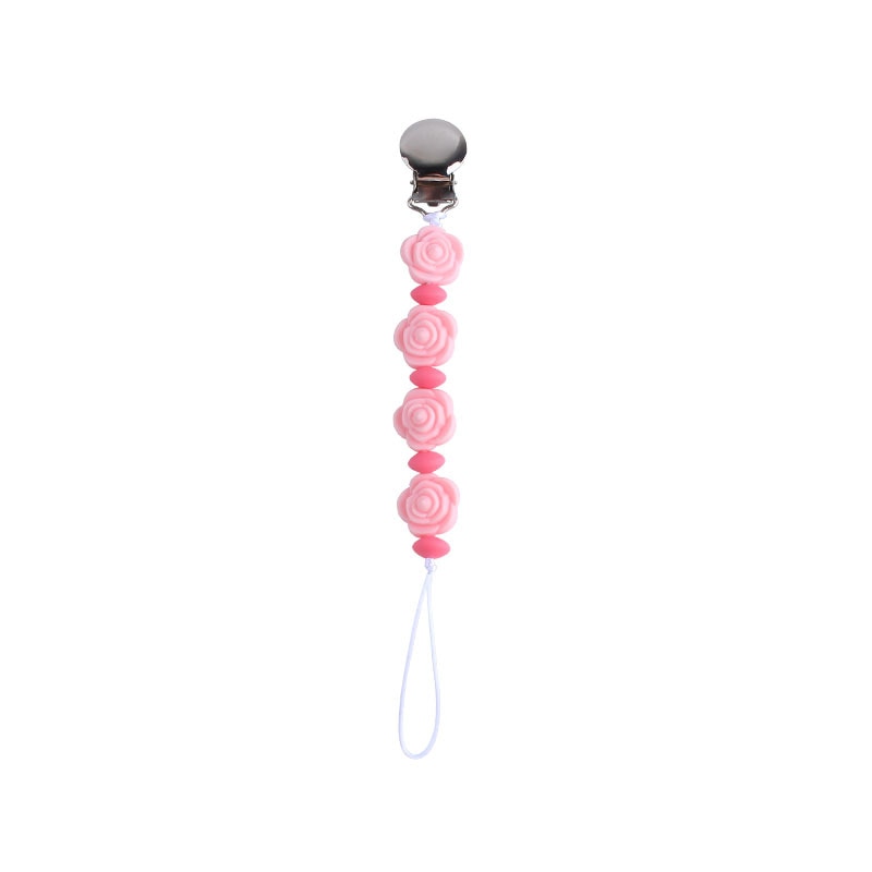 Rose Silicone Pacifier Clip Chain Metal Dummy Holder Pacifier Clip Pacifier Chain Baby Nursing Toy Newborn Infant Chew Gifts