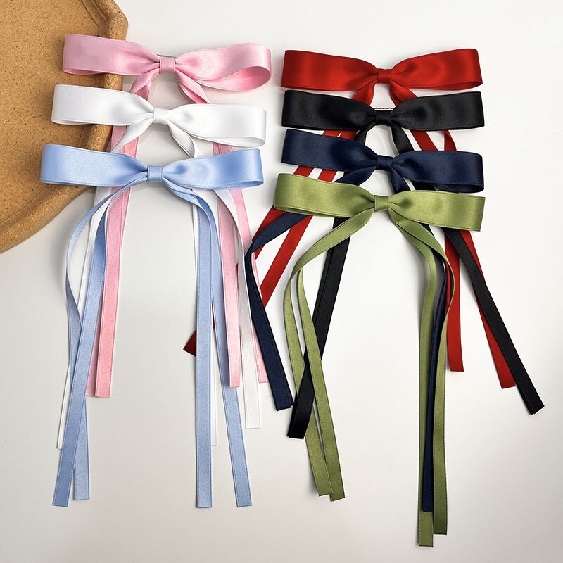 Children Candy Ribbon Tassel Bowknot Hair Clips Sweet Women Streamer Hairpin Girls Long Bows Barrettes Head Clip Accessories