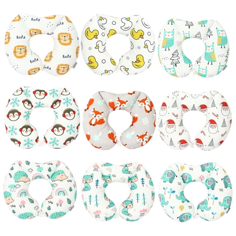 Stroller Travel Pillow Soft Cartoon U Shape Pillow for Children Infant Comfortable Car for Seat for Head Neck Cushion fo A2UB