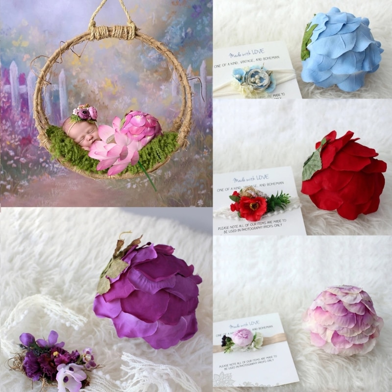 Baby Girls Photo Flower Headband Pants Cover Newborn Photography Props