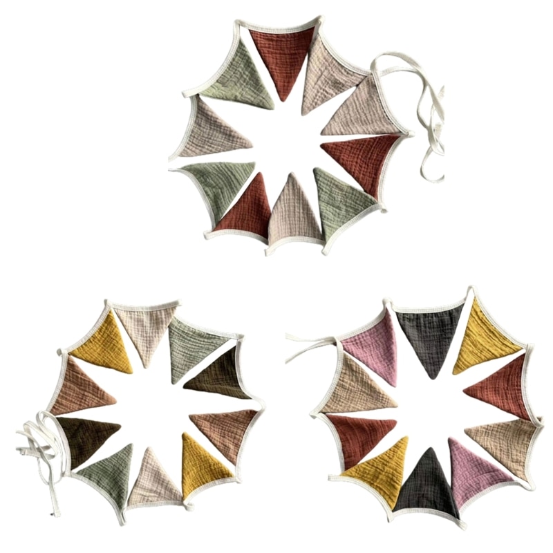 57EE Decorative Flags Bunting Multicolor Triangles Flags Pennant Banners Bunting Newborn Photograph Props