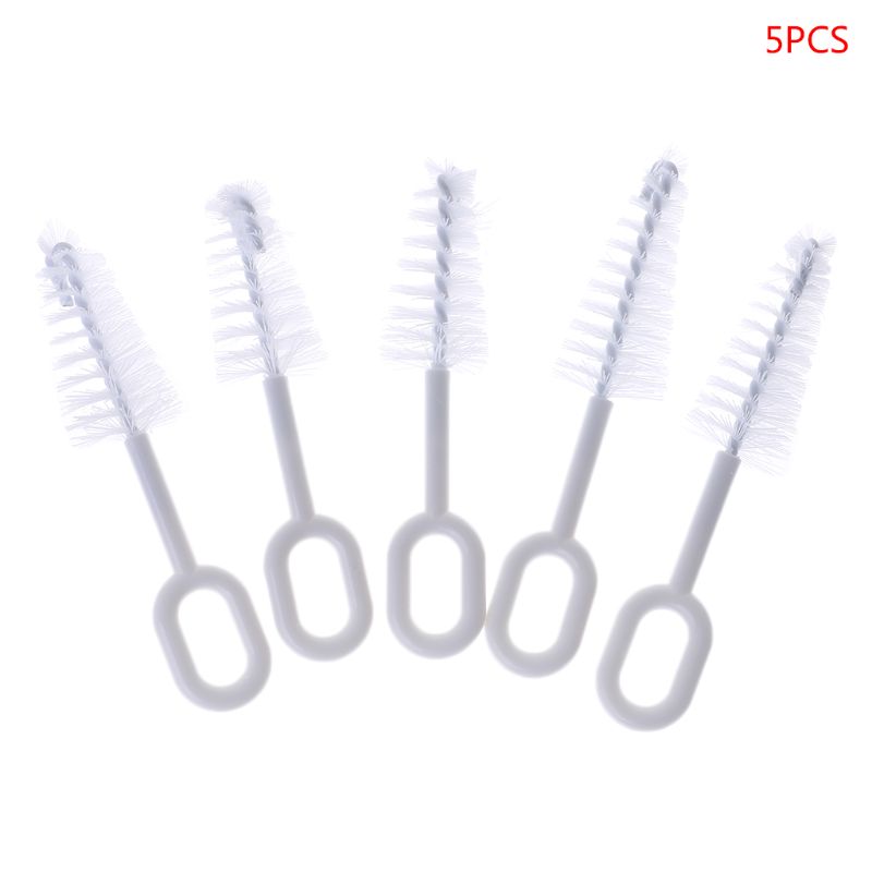 5 Pcs/Set Baby Nipple Milk Bottle Brush Pacifier Cleaner Brushing for All Nipples White Brush Coffee Cup Glass Bottles
