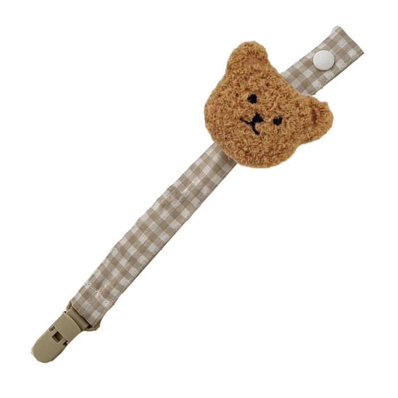 Bear Plaid Cotton Pacifier Chain Clip Baby Nursing Teether Soother Holder Wholesale