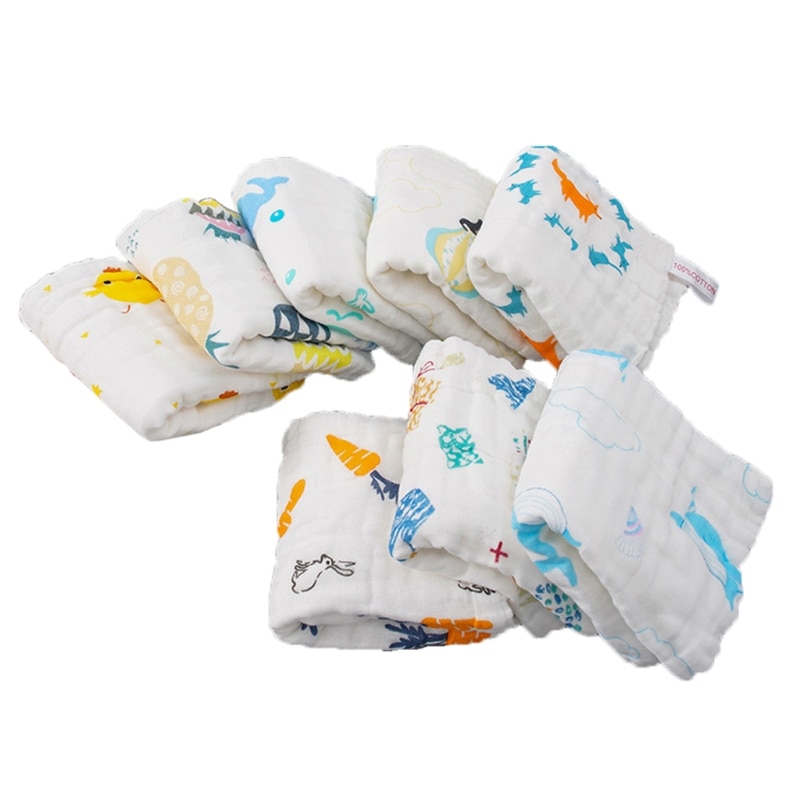 Baby Cotton Towels Muslin Cloth Gauze Baby Bibs Hand Face Wipes Saliva Bib Handkerchief Washcloth 25x50cm Wholesale