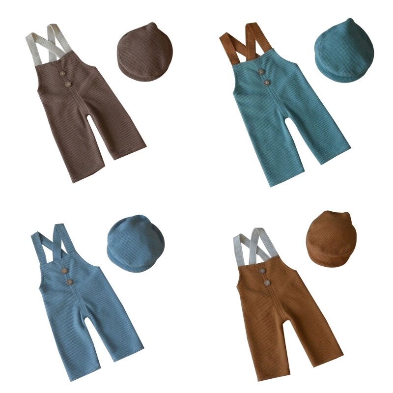 Newborn Baby Photography Props Hat Pants Overalls Costume Set for Babies GXMB