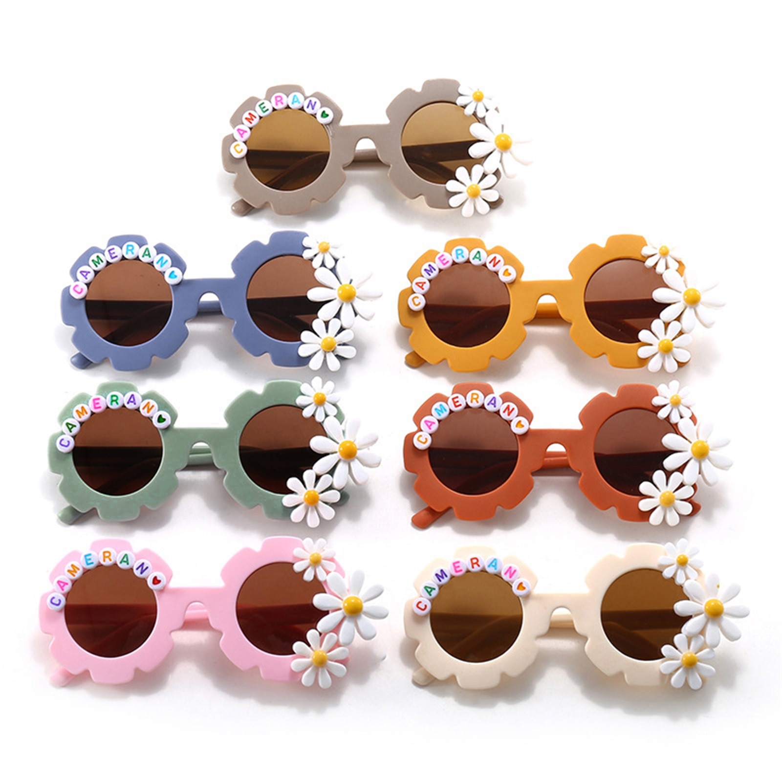 Kids Boys Girls Sunglasses Anti-UV Flower Letter Decor Sunglasses, Children Outdoor Beach Glasses