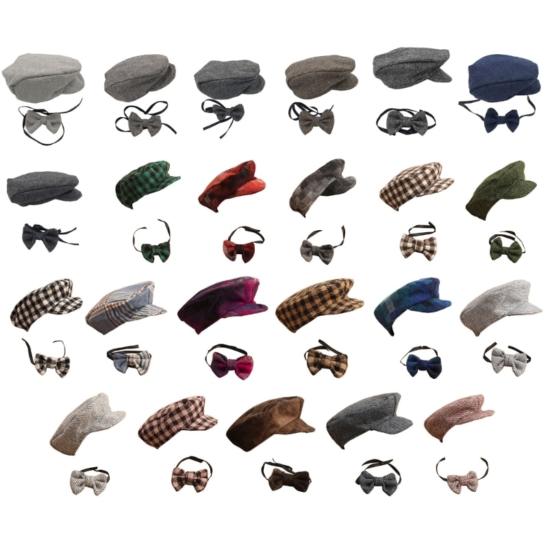 Baby Photography Props Gentleman Hat with Bow Tie Baby Photo Outfits Gift GXMB