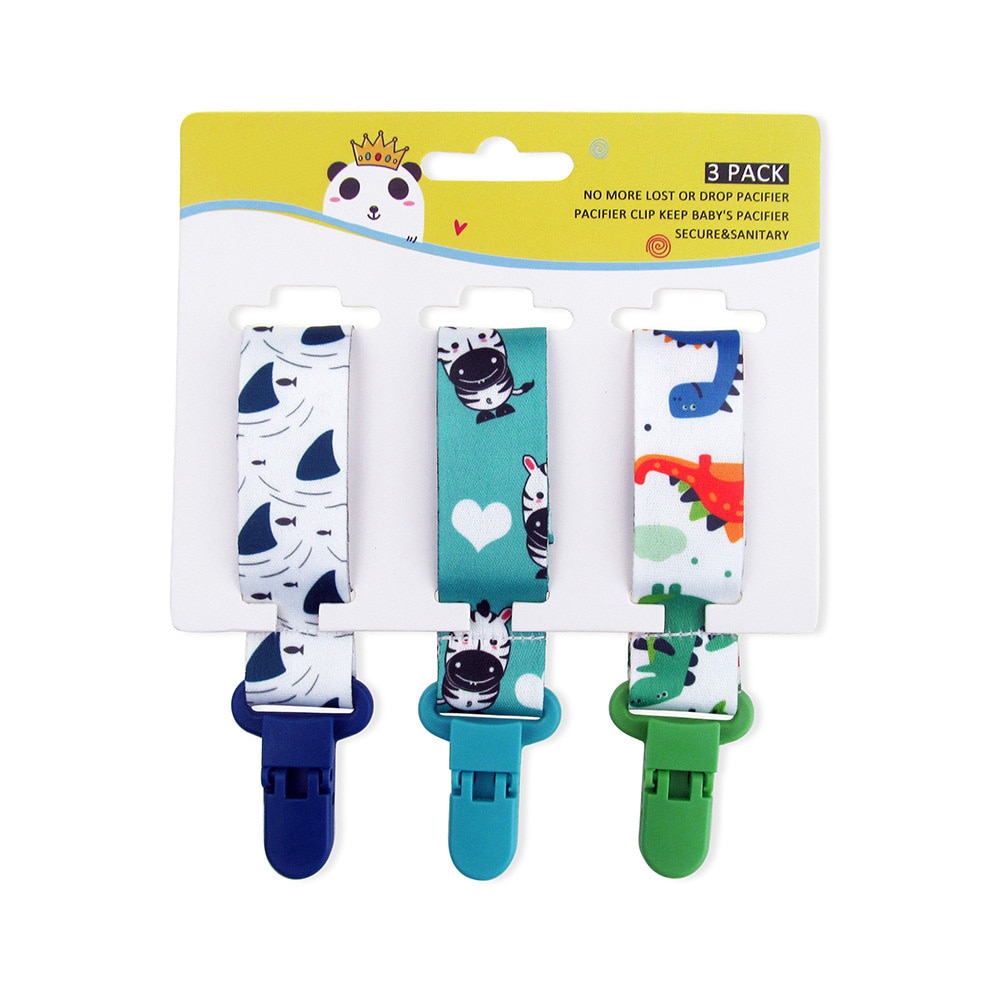 3pcs Cartoon Baby Pacifiers Leashes Cute Colorful Pacifier Chain Environmental Soother Holder Children Nipple Clips