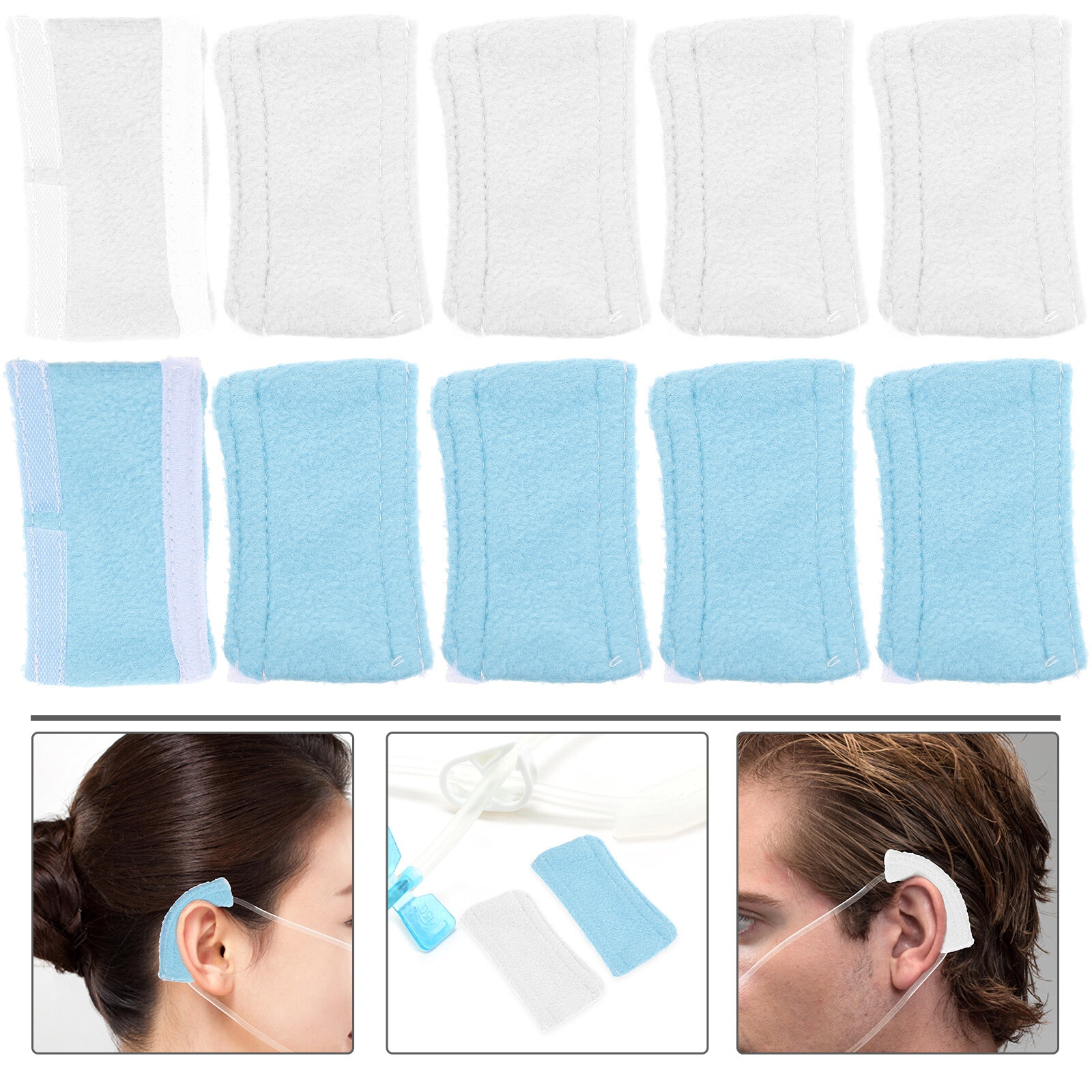 10 Pcs Ear Cannula Protectors Comfy Set Tube Pads Nasal Mat Wraps Tubing Cushions Patients Tab