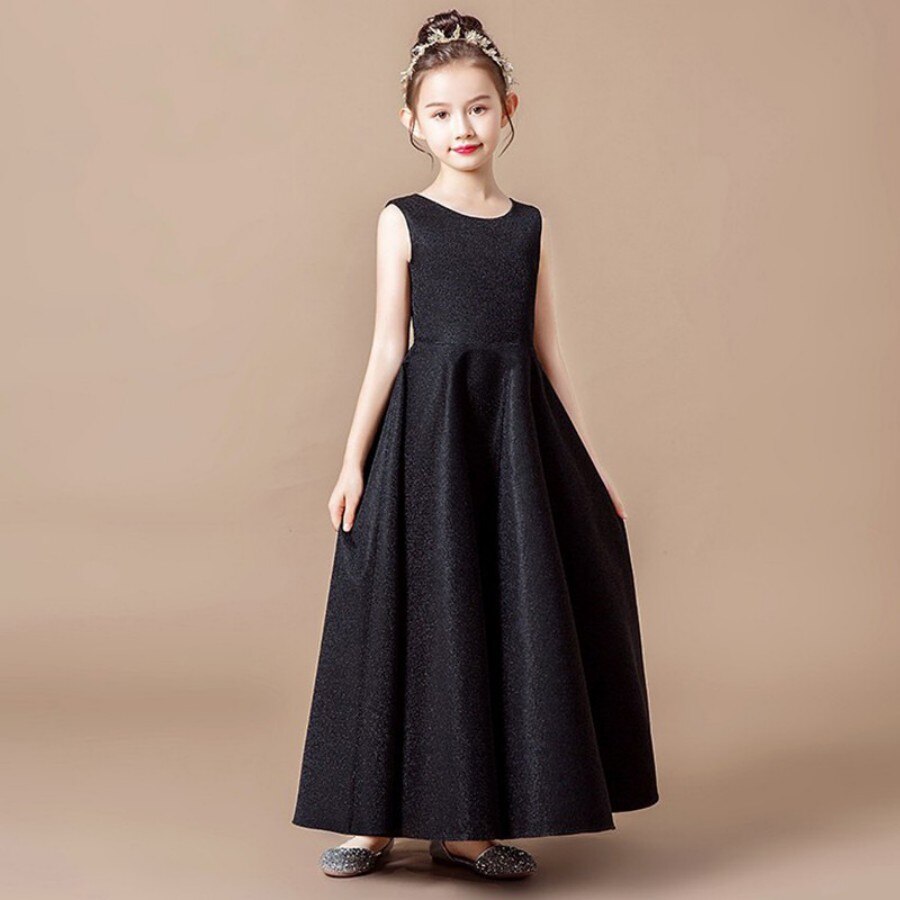 Formal Minimalist Sleeveless Prom And Gala Mids Calf Dress 3 To 16 Years Teenager Girls Graudaion And Piano Performace Ball Gown