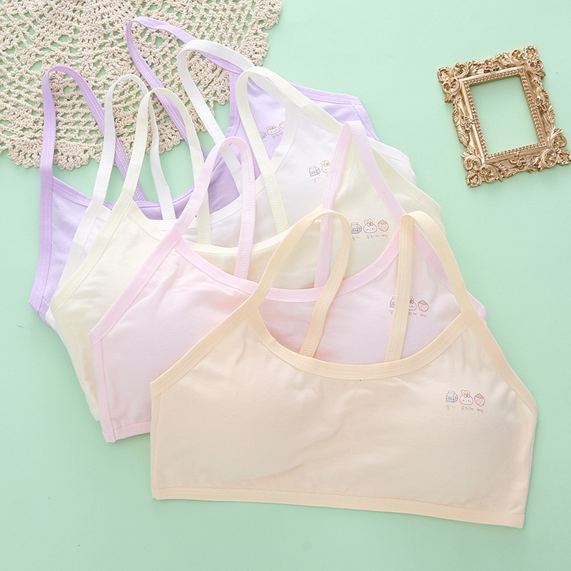 Girls Cotton Young Underwear Teenage Training Bra Natural Sling Vest for 8-14 Years Thin Sports Training Bra