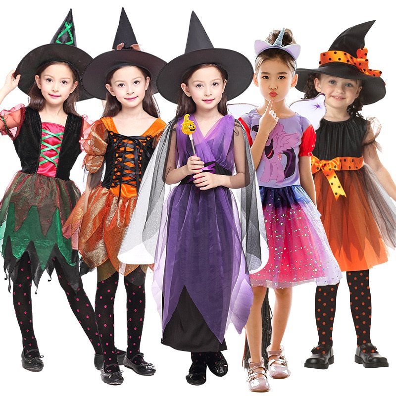Halloween Witches Costumes for Children Cosplay Anime Costumes Role-Playing Halloween Carnival Performance Show Party Costumes