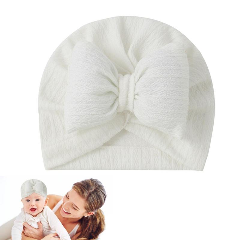 Babies Girl Turban Headwraps Bow Top Knot Turban Cotton Headwraps Soft And Stretchy Newborn Beanie Hospital Baby Hat Kids Head