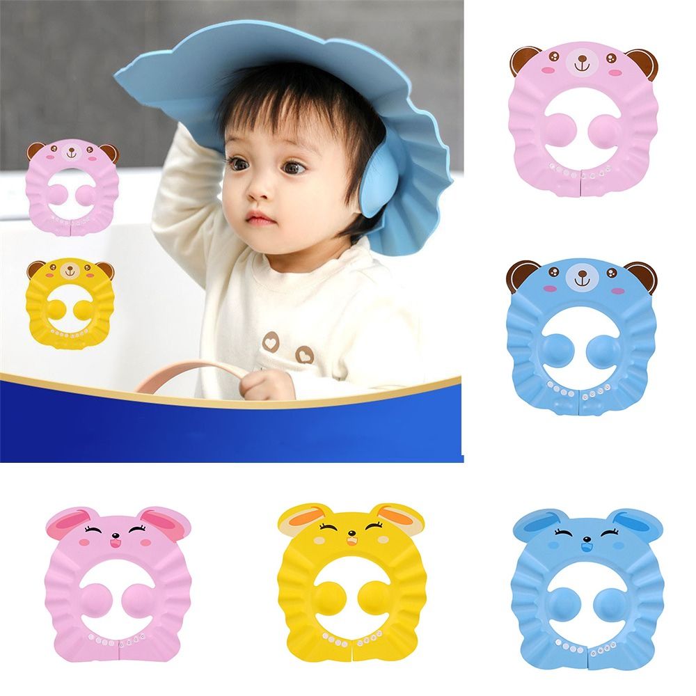 2pcs Baby Shower Soft Cap Adjustable Hair Wash Hat for Kids Ear Protection Safe Children Shampoo Bathing Wash Hair Head Cover