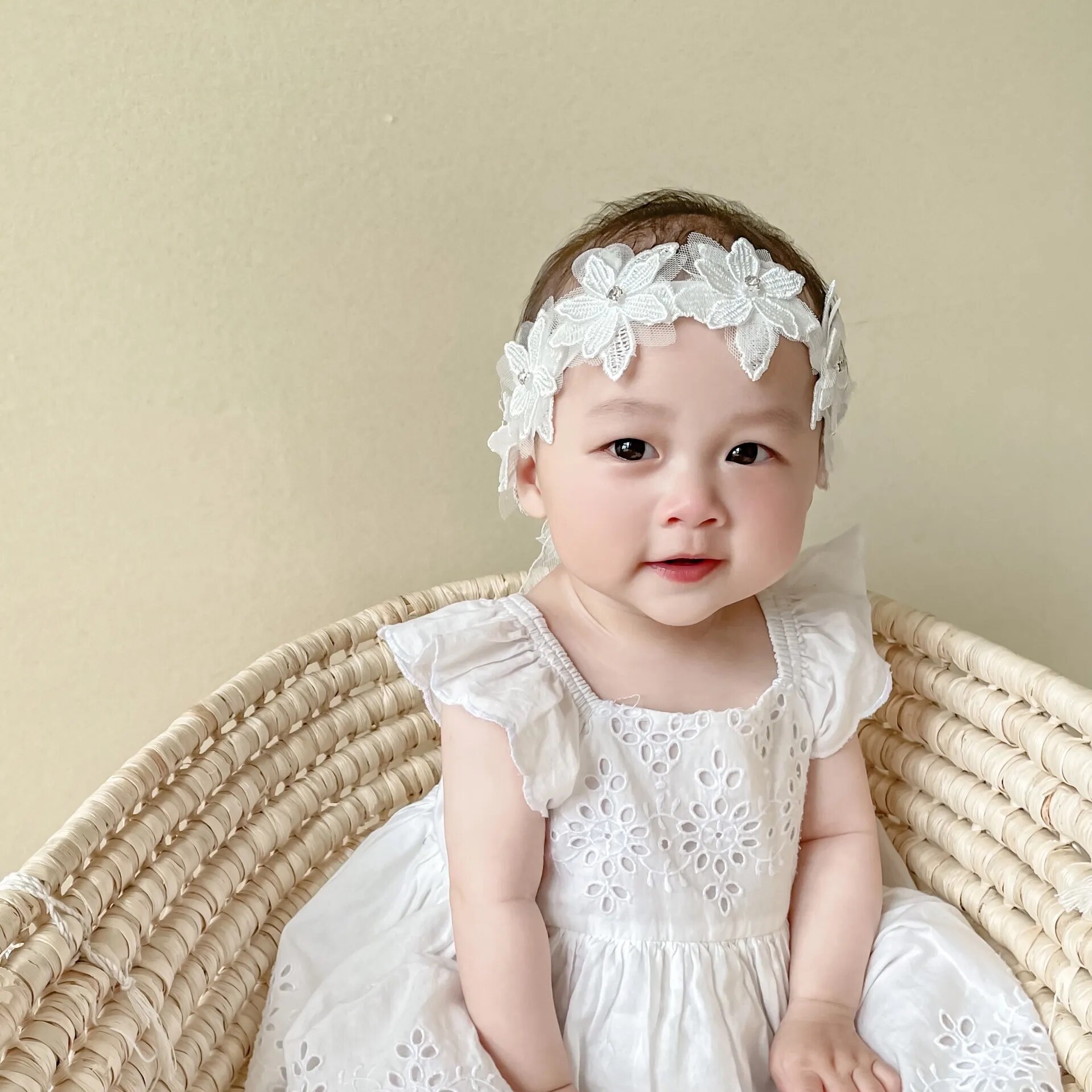 Newborn Baby Girls Flower Ribbon Headband Soft Elastic Bow Knot Hair Band