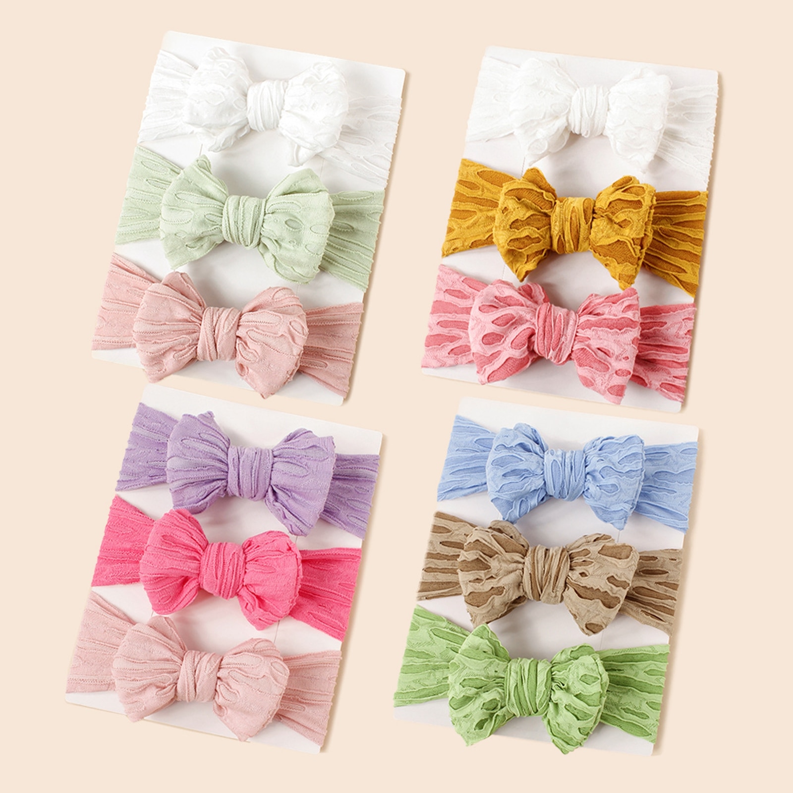 Infant Baby Girls Headband Cutout Bowknot Toddler Kids Hair Band Newborn Elastic Headwear Cute Fashion Hair Accessories 12 Color