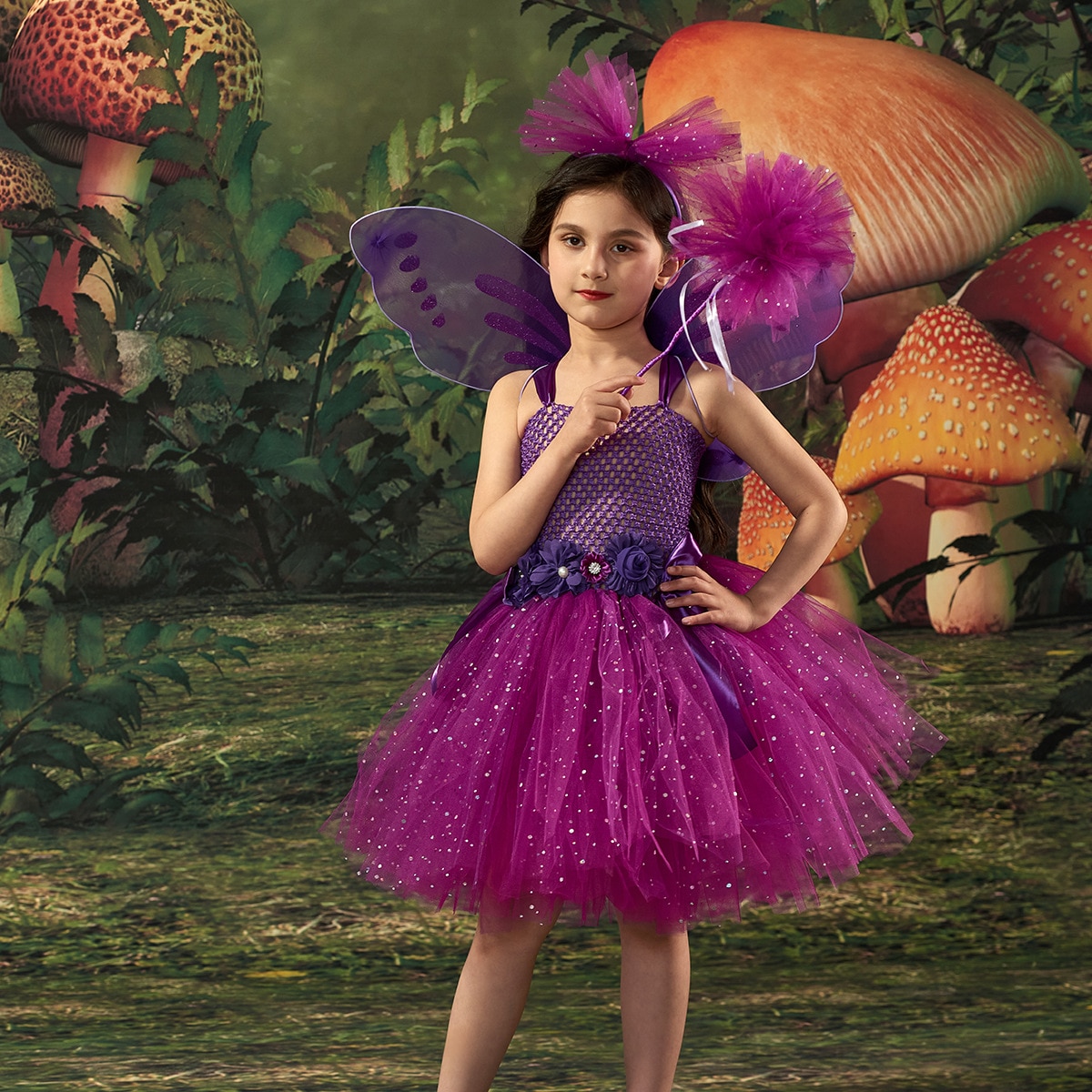 2023 Halloween Cosplay Children's Dress Butterfly Wing Fairy Style Mesh Tutu Princess Birthday Christmas Party Girls Dresse