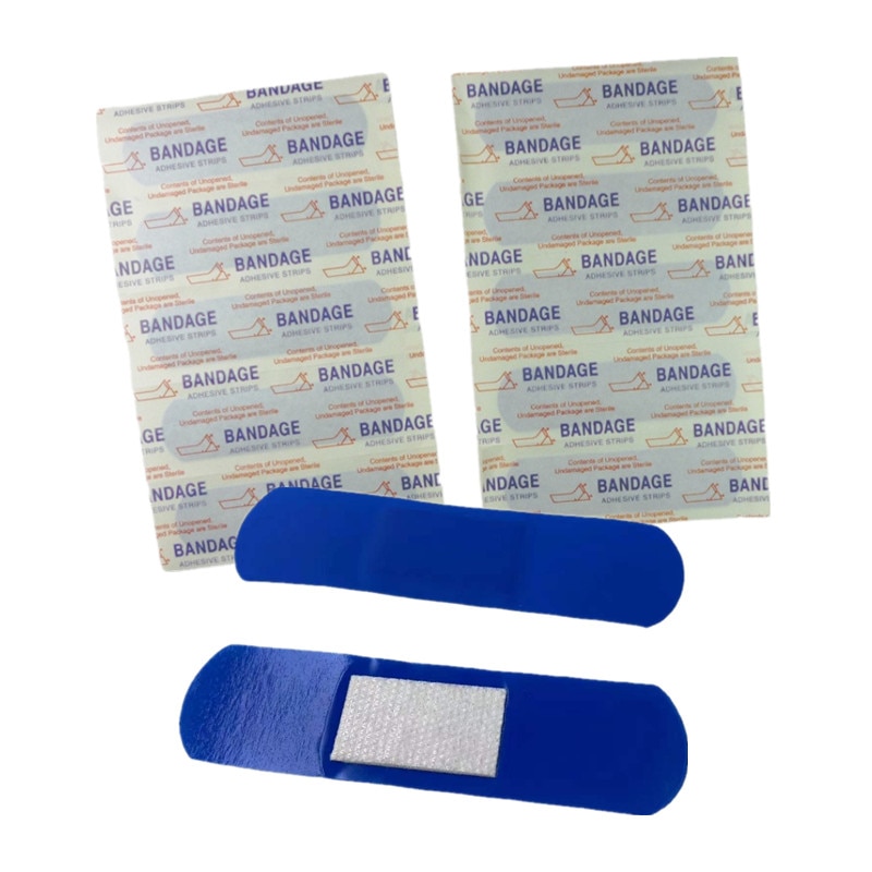 100pcs/set Blue Band Aid for Cook PE Waterproof Plasters Medical First Aid Strips Wound Dressing Patch Blue Adhesive Bandages