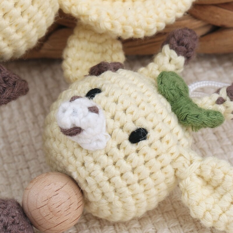 Anti-Drop Baby Pacifier Clip Crochet Teether Rattle Toy Soother Clip Infant Gift