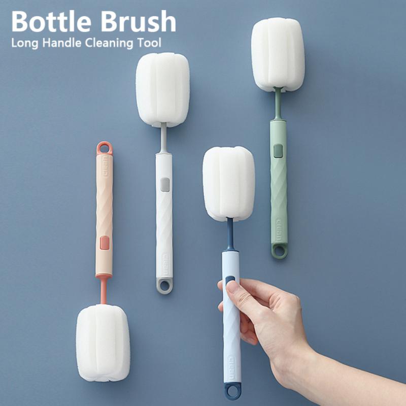 Kitchen Cleaning Tool Portable Removable Sponge Cup Bottle Brush Cleaning Supplies Sponge Cleaning Brushes Simple Long Handle