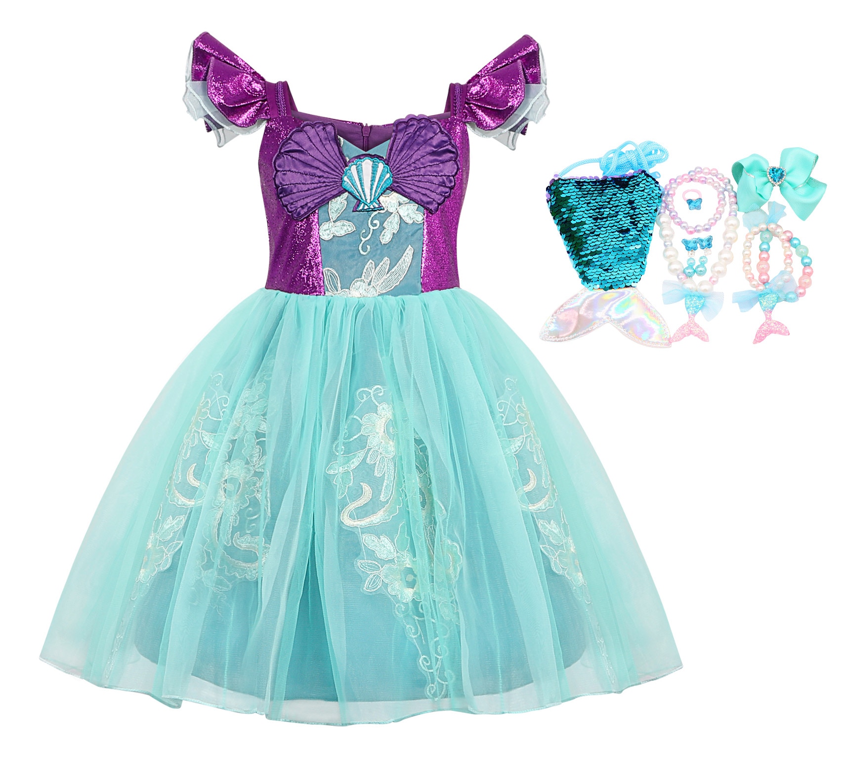 Jurebecia Princess Dress Up Clothes Halloween Fancy Party Tulle Skirt Summer Outfit For Baby