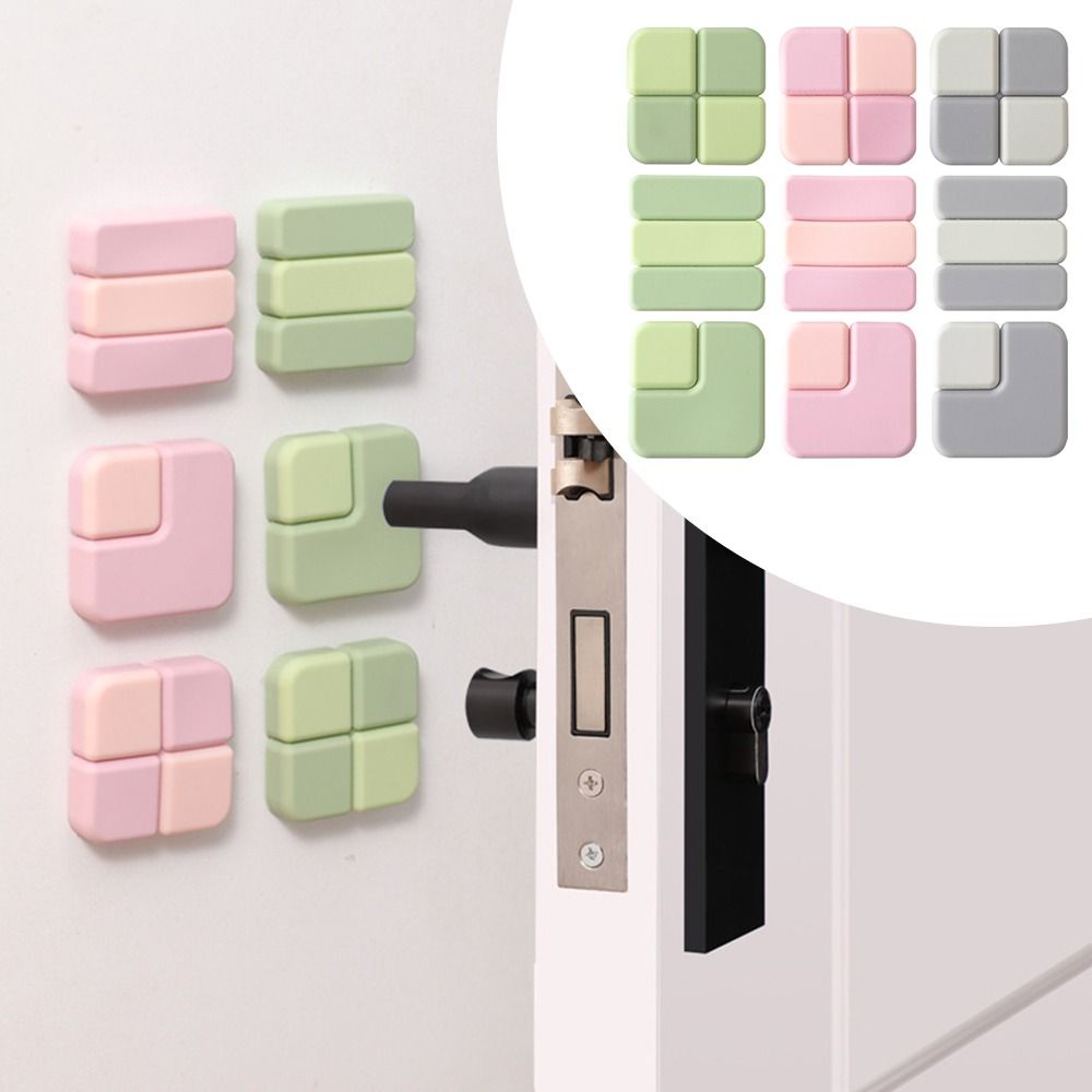 Grid Silicon Protective Pad Home Living Door Handle Buffer Anti-Collision Sticker Wall Sticker Wall Anti-Collision