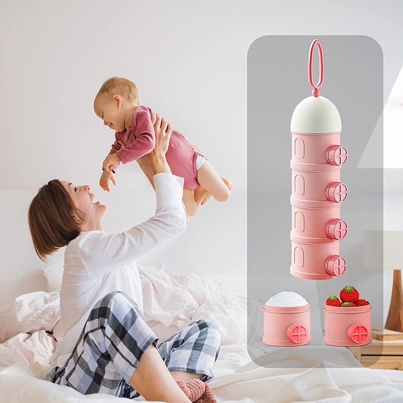 3/4Layer Portable Baby Food Storag Box Multiple Openings Cereal Cartoon Infant Milk Powder Box Toddle Snack Container
