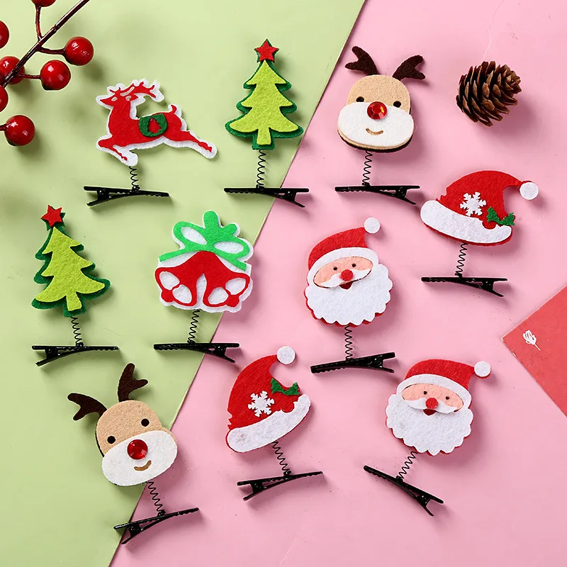 10pcs Little Red Christmas Hairpin Spring Hair Accessories Headdress Children Gift Funny Christmas Decoration