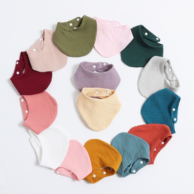 Cotton Gauze Baby Bibs Adjustable for Triangle Newborns Saliva Towel Toddler Baby Boys Bib Burp Cloth Scarf Baby Shower