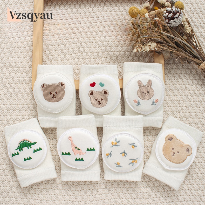 1 Pair Cotton Baby Knee Pads Cute Cartoon Crawling Protector Kids Kneecaps Children Mesh Kneepad Baby Anti-slip Safe Leg Warmer