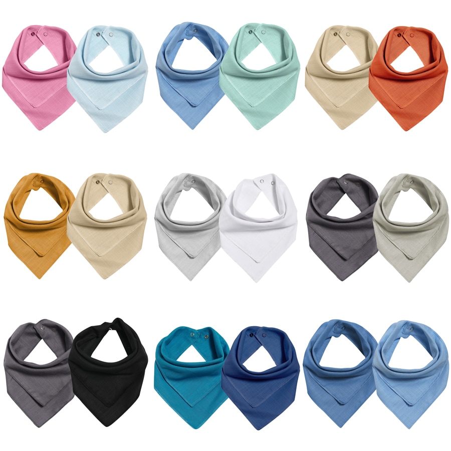 2Pcs Baby Bandana Bibs 100% Cotton Bamboo Reversible Super Absorbent Drool Bibs Unsiex Baby Accessories Toddler Triangle Scarf