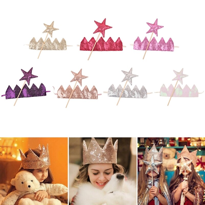 Hair Bands Fairy Wand Set Infants Toddlers Photography Props for Birthdays Parties and Special Occasions A2UB
