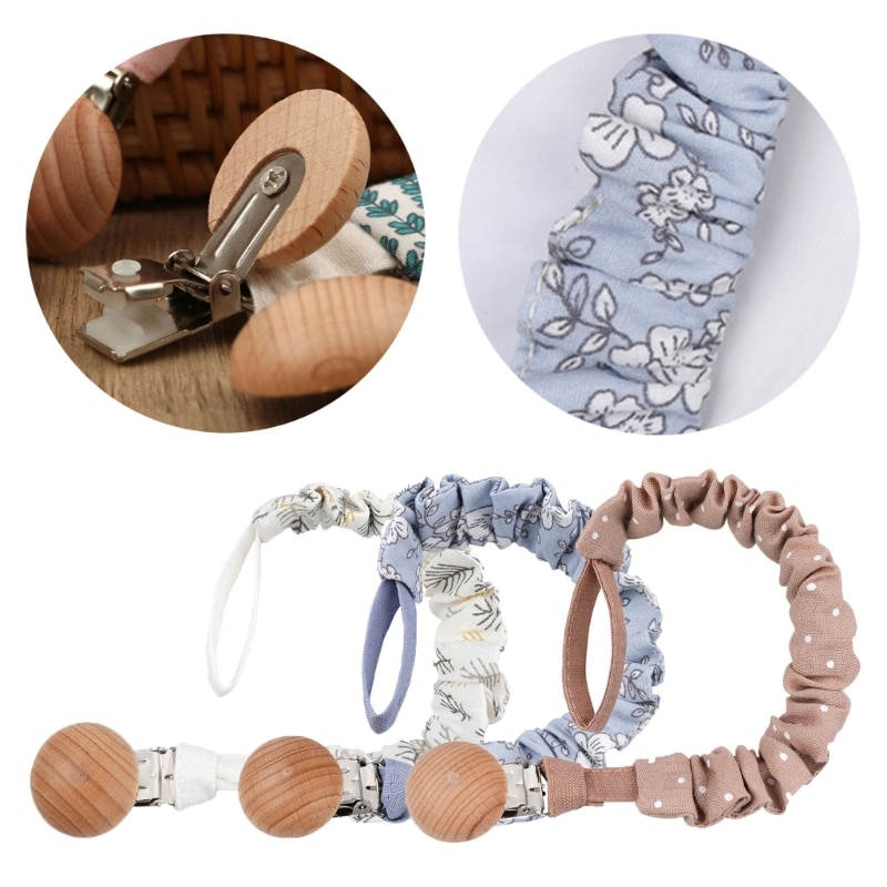 3Pcs Baby Pacifier Holder Chain for Girls Boys Infant Toddlers Pacifier Clips Chain Fabric Set