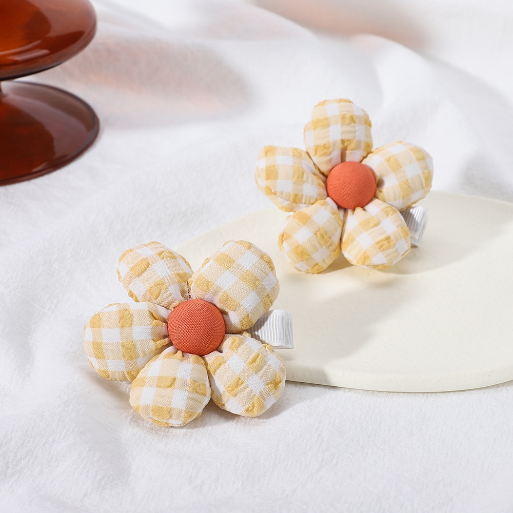 2 Pcs/Set Children Cute 3D Flower Clip Hair Accessories Girl Hairpin Temperament Clip Baby Headdress Safety Hairpin Wholesale