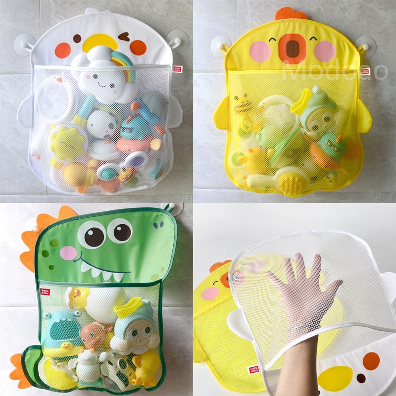 Baby Bathroom Mesh Bag with Sucker Children Toys Kid Bathtub Doll Organizer Cute Cartoon Animal Shapes Cloth Toy Storage Net Bag