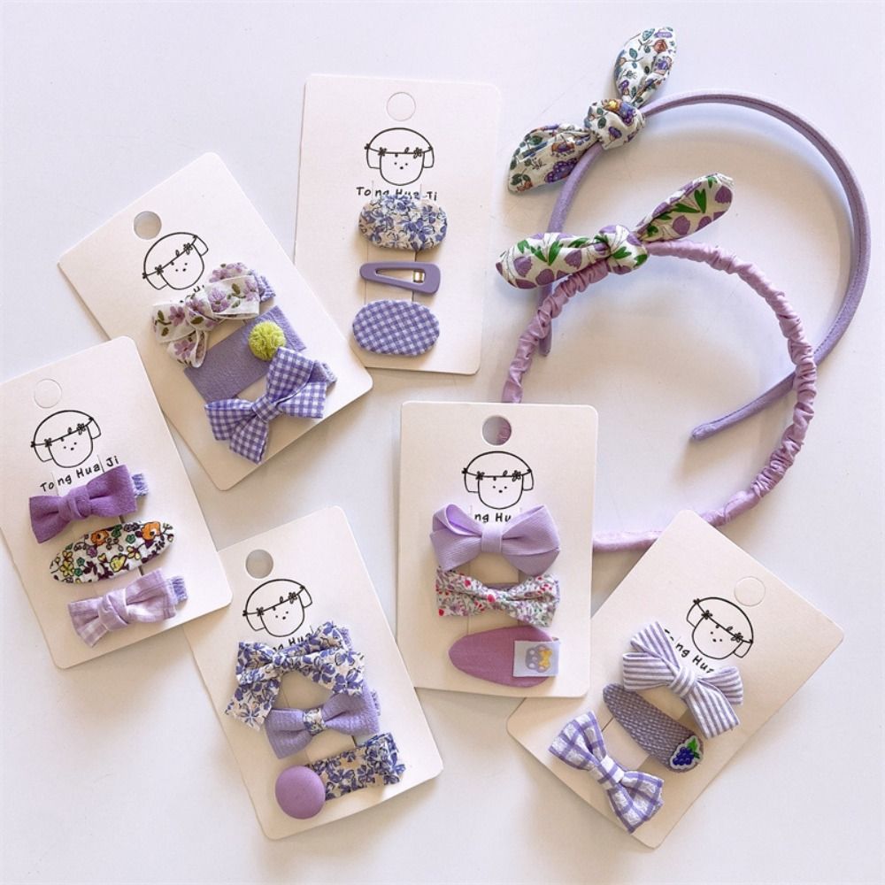3 pcs/Set Purple Series Hair Clip Korean Children Sweet Hairpin Floral Hair Hoop Cute Girls Baby Barrette