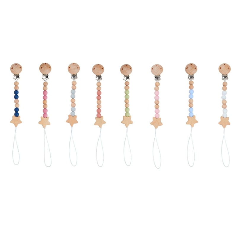 Baby Pacifier Chain Clips Holders Silicone Clip Girls Boys Teether Toy Pacifier Strap with Teething Beads Baby Products GXMB