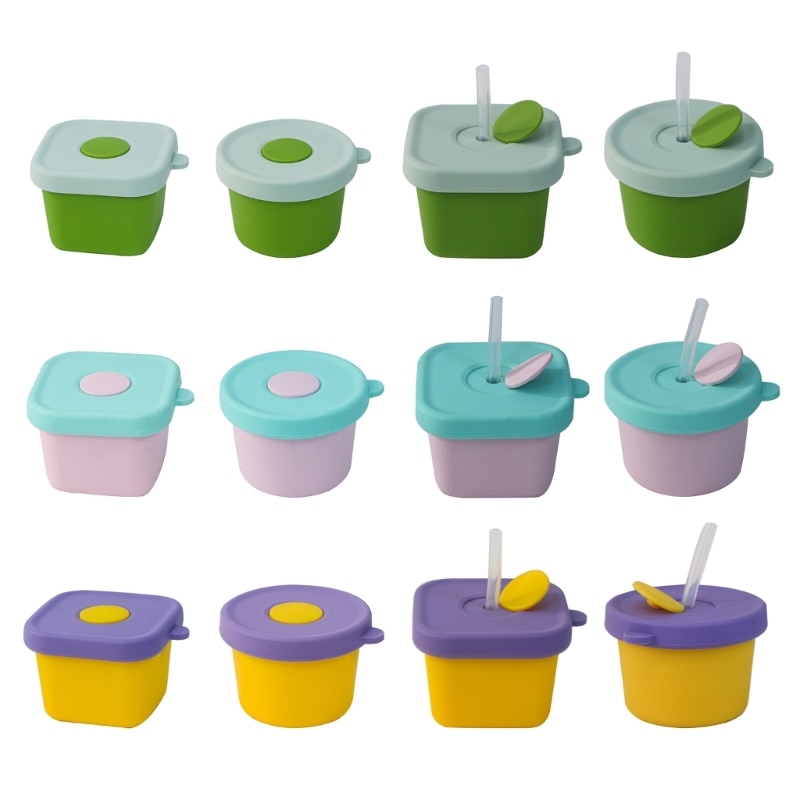Portable Toddlers Food Storage Container Baby Silicone Storage Box with Lid