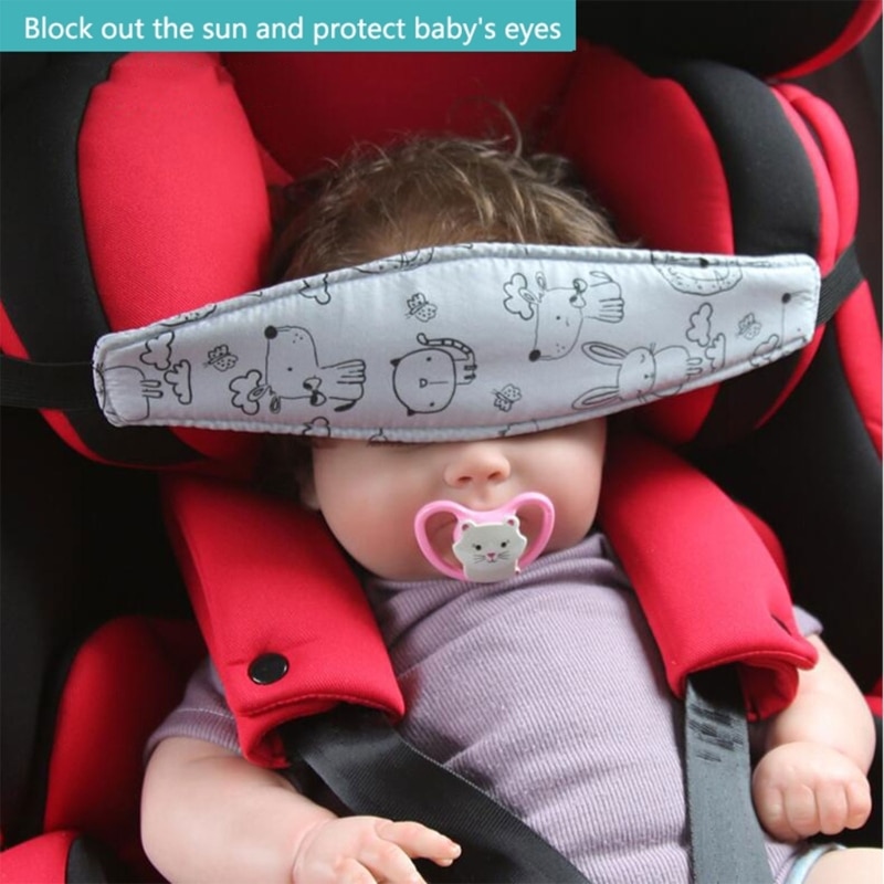 Baby Carseat Adjustable Head Support Neck Relief Head Strap Prevent Braking Shock Elastic Bands Toddler Cartoon Headrest A2UB
