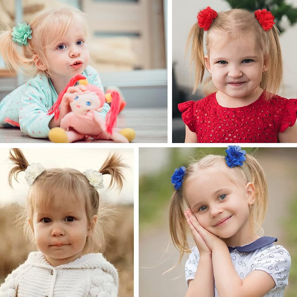 10pcs/lot 5cm Baby Girls Hair Clips Chiffon Flower Hairpins Cute Hair Accessories for Infants Toddlers Kids Children Photo Props