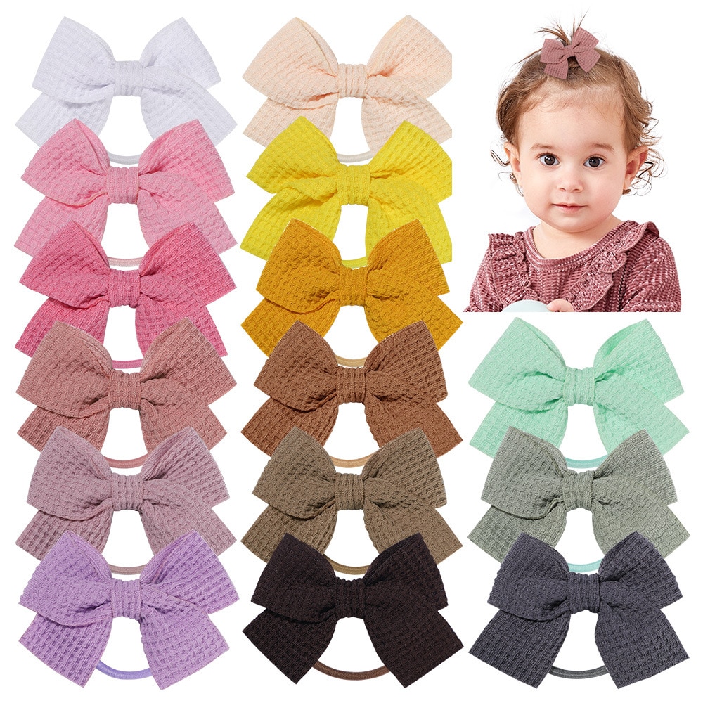 2PC Bow Tie Leather Band Baby Hair Loop Headwear Hair Accessories Children's Hair Rope Children's Accessories