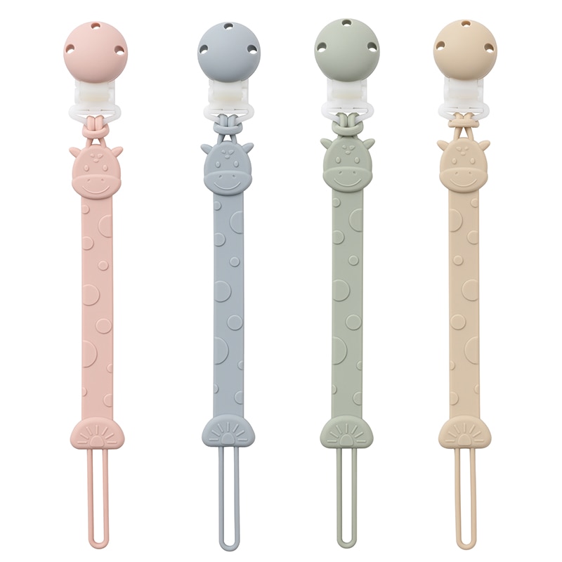 Silicone Pacifier Clips, BPA Free One-Piece Design Pacifier Holder for Baby Boy and Girl 3 Month+, Baby Accessories