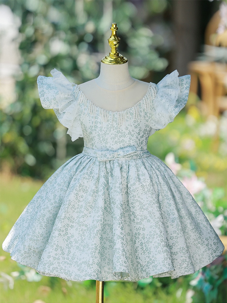 Korean Children Birthday Baptism Floral Dress for Baby Girl Lolita Ball Gown Infant Princess Dresses Kids Luxury Vestidos