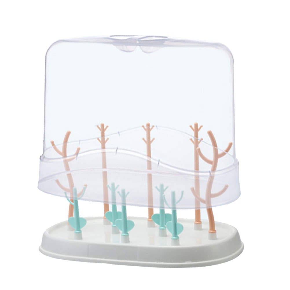 Bottle Drying Rack with Cover Feeding Bottle Organizer Rack Nursing Bottle Storage Box with Proof Cover Kitchen Cabinet