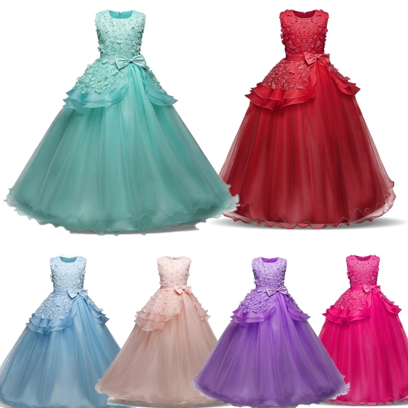 Flower Girl Dresses for Weddings Teens 6-14 Years Old Birthday Kids Dresses for Girls Party Ball Gown Princess Long Dress