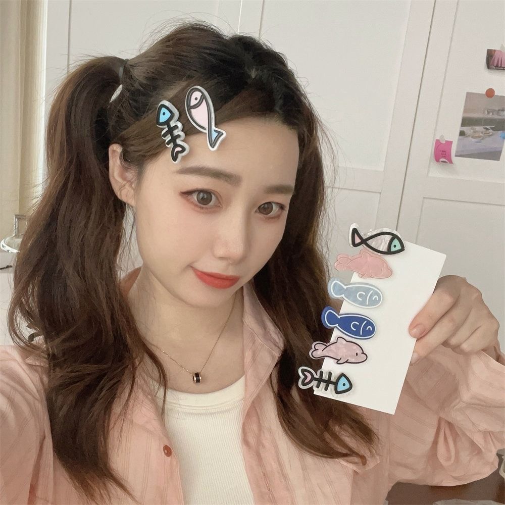 Korean Cute Fish Bone Hair Clips Barrettes Sweet Hairpins Girls Mermaid Ornament Child Duckbill Clip Hair Accessories