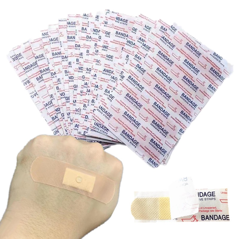 100pcs/set PE Breathable Band Aid Waterproof Medical Strips for First Aid Wound Dressing Tape Patch Skin Adhesive Bandages
