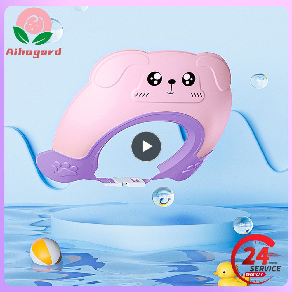 Solid Color Baby Shower Cap Tpe Waterproof Earmuffs Childrens Shampoo Cap Soft Fit Shampoo Cap Toiletries Pp Water Cap Cartoon