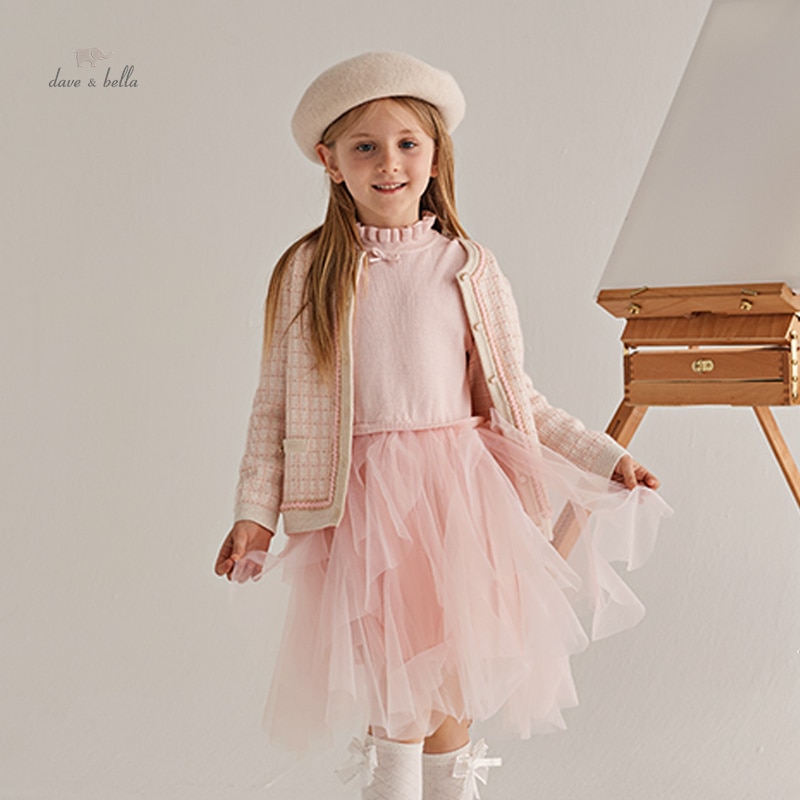 Dave Bella Girl's Dress Children's 2023 New Autumn Princess Dress Charm Noble Sweet Lovely Fashion Party Outdoor DK323