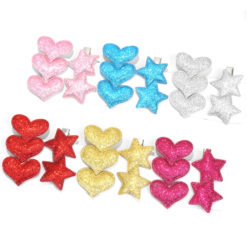 Baby 2 Pcs Sequin Heart Star Hairpin Kids Girls Elastic Headband Hair Circle Children Double Horsetail Head Rope Hair Accessorie